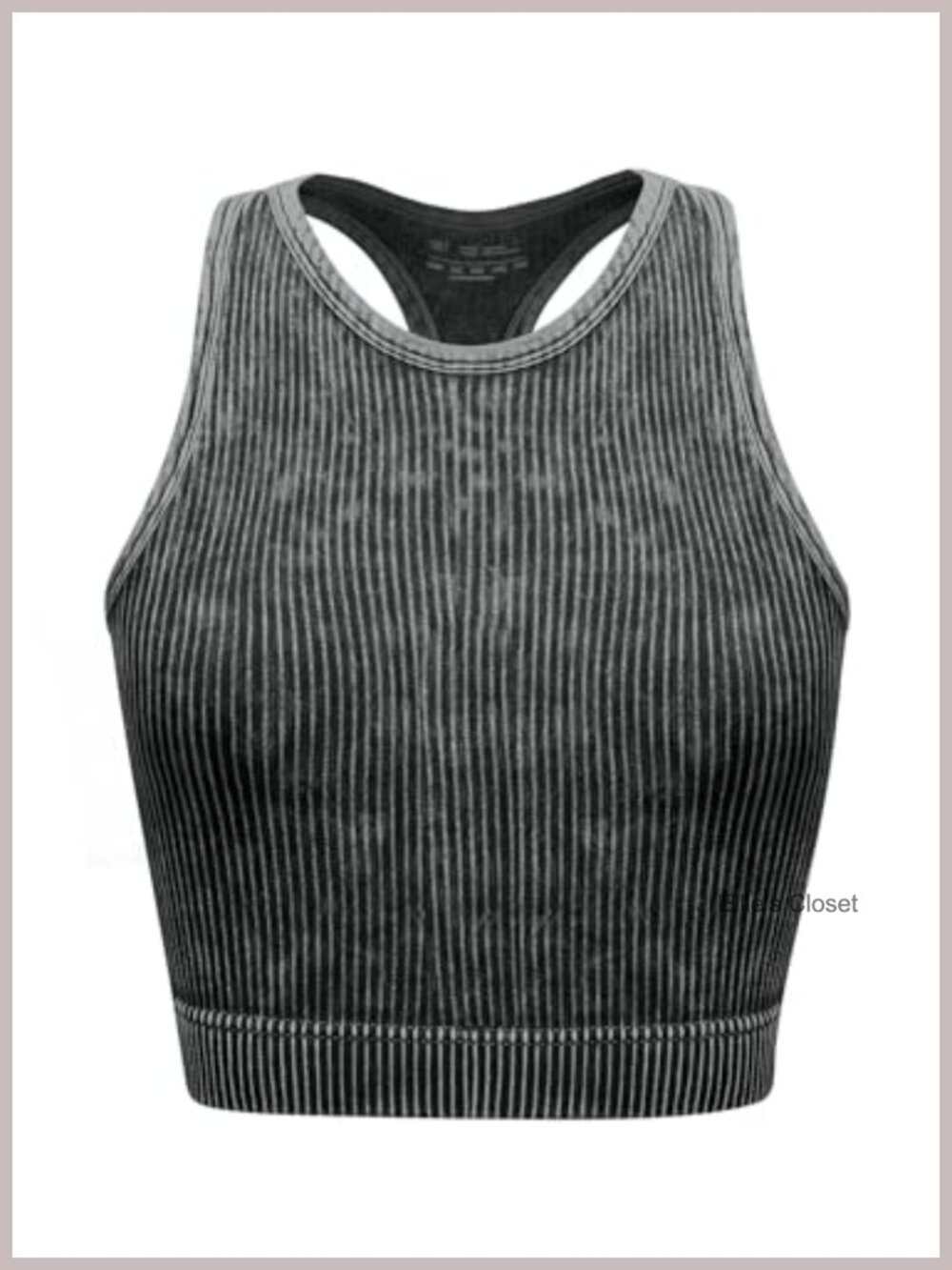 Seamless Ribbed Crop Tank Top Scoop Neck Racerback Yoga Sports